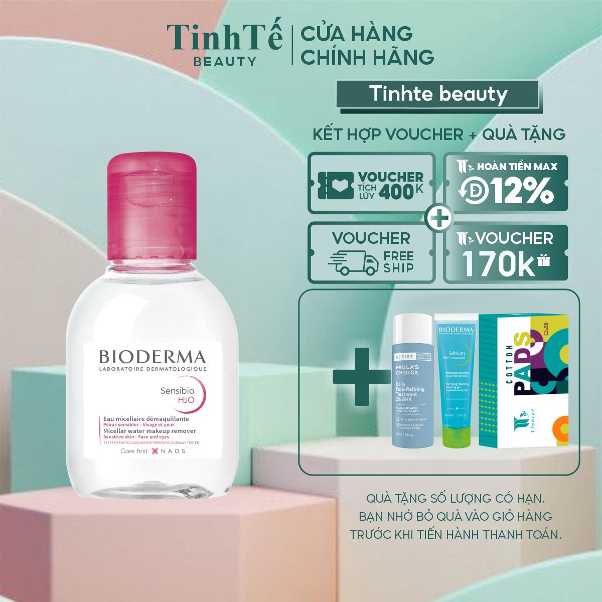 Dung dịch làm sạch và tẩy trang Micellar Bioderma Sensibio H2O 100ml