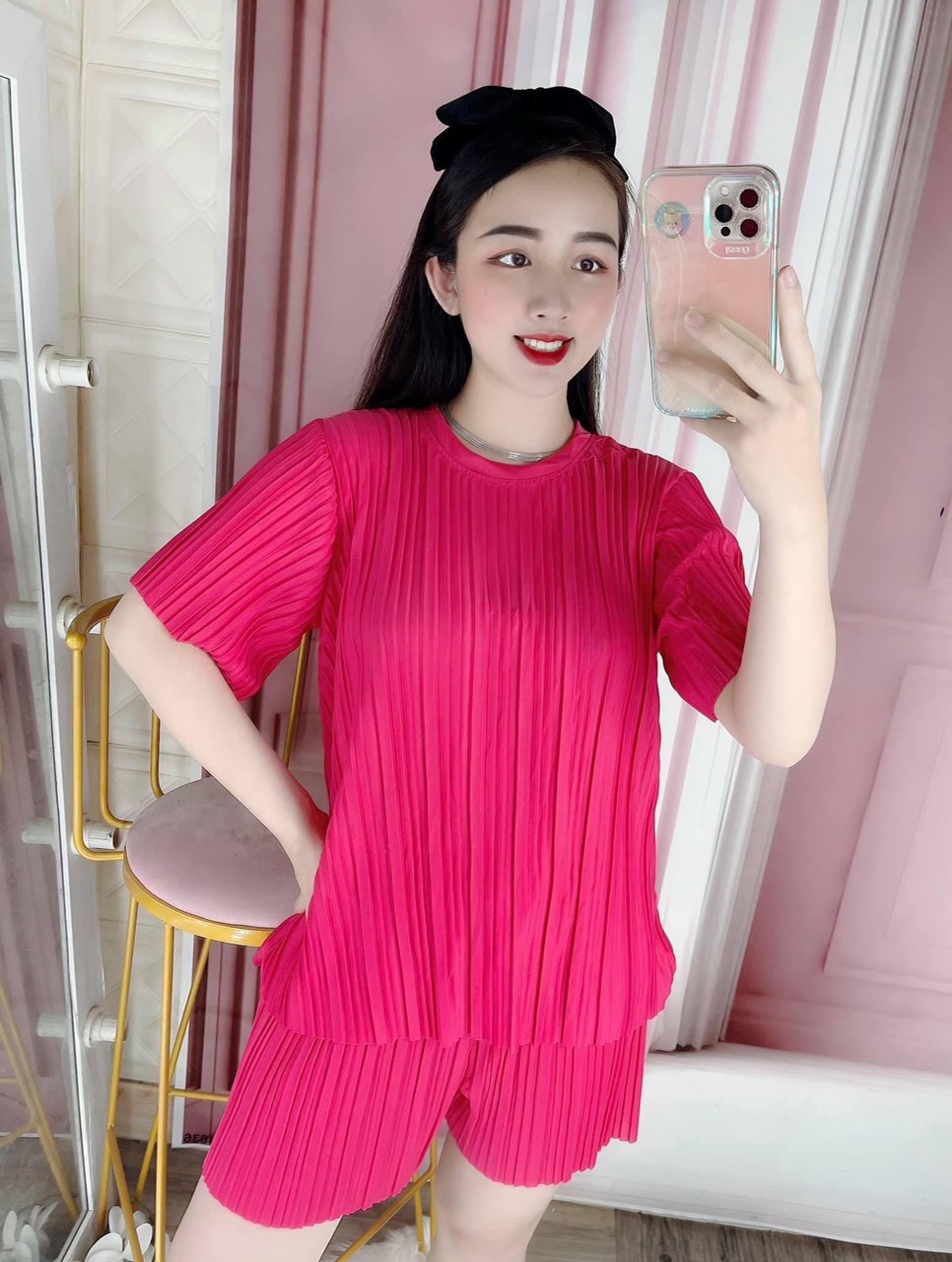 Đồ bộ đùi dập ly thơi trang free size dưới 65kg - new01