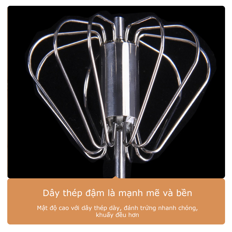 Self Rotating Shaft Stainless Steel Egg Beater