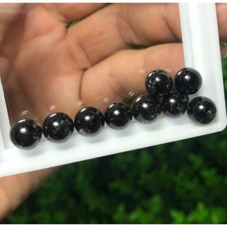 1 Hạt đá lẻ thạch anh tóc đen size 7 li