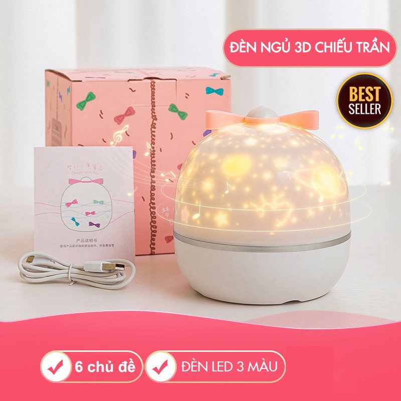 Đèn ngủ chiếu sao xoay 360 độ tự động