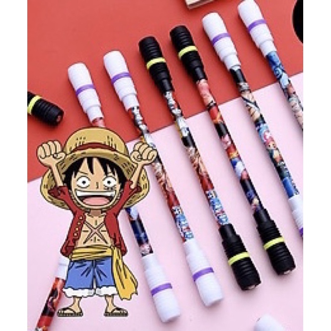 Bút viết one piece Lufy có đèn đầu xoay spinner giảm stress / cây viết anime one piece