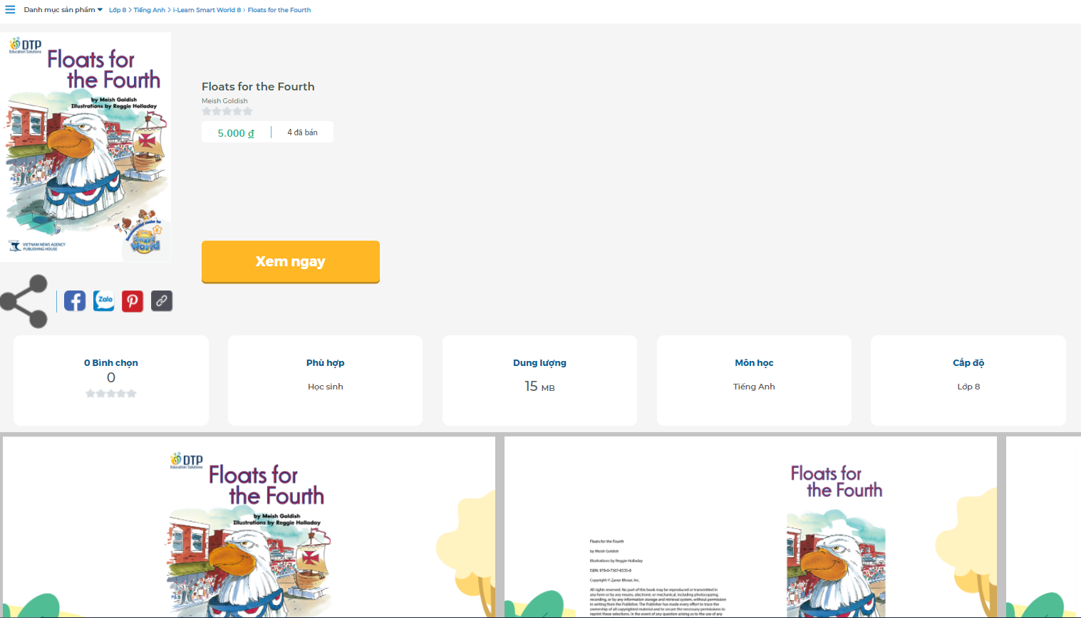 [E-BOOK] i-Learn Smart World 8 Truyện đọc - Floats for the Fourth