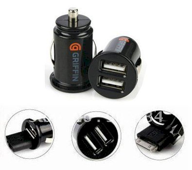 Cốc sạc xe hơi griffin 2 cổng usb