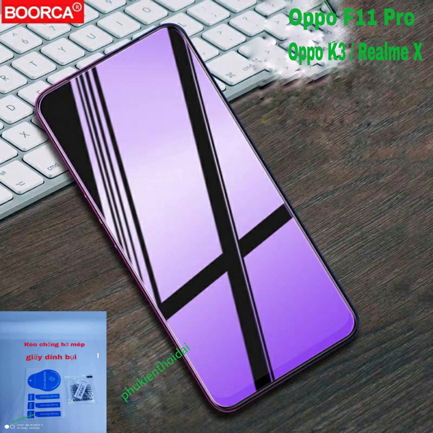 Cường lực Oppo F11 Pro / Oppo K3 / Realme X dùng chung tím chống tia UV hại mắt
