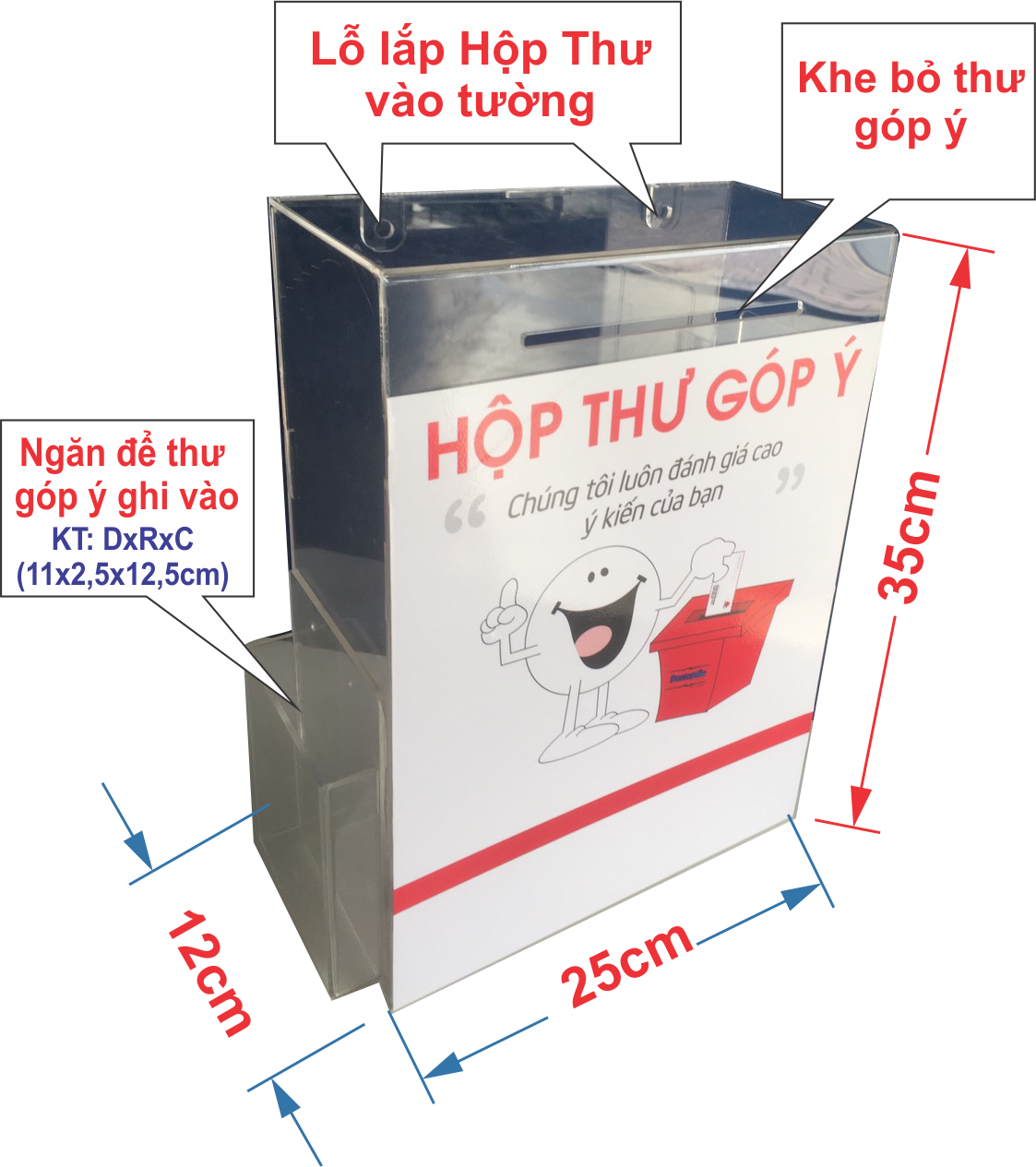 Hộp thư góp ý Bằng mica - mã HT01