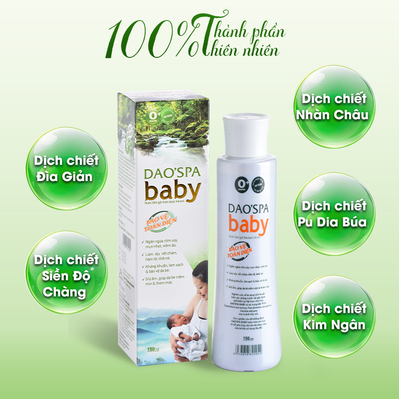 Nước tắm bé thảo dược Dao'Spa Baby - Chai 150ml