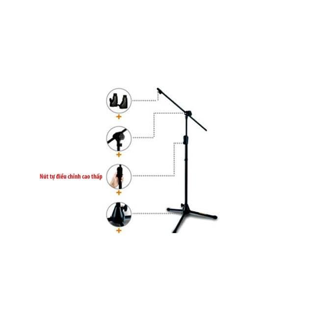 Chân míc đế micro đứng hát Boom Stand MS-001 (Đen)
