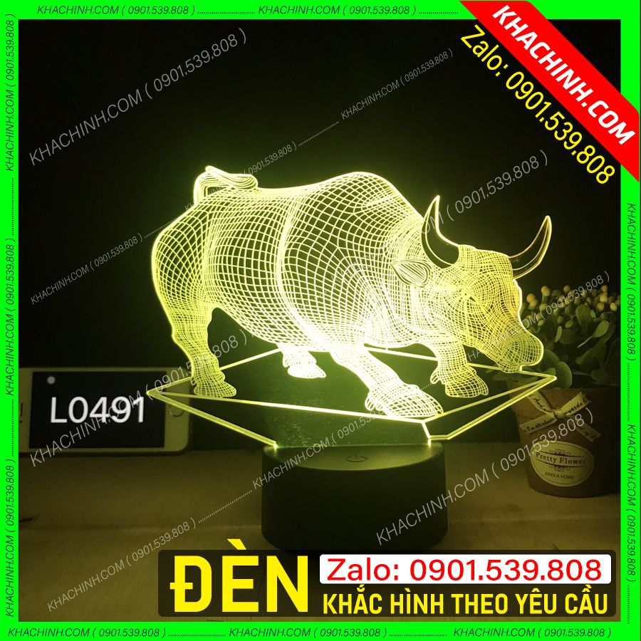 Đèn led khắc hình con Trâu 3D, tranh thư pháp, quà tặng sinh nhật – quà cưới, thiết kế và khắc hình theo yêu cầu đèn khắc hình theo yêu cầu, đèn ngủ đèn decor theo yêu cầu, khachinh.com