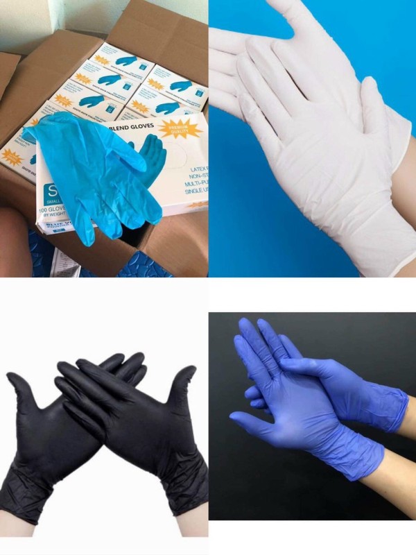 Hộp 50 đôi (100 chiếc) Găng tay cao su đen, trắng, xanh, trong suốt vinyl Blend dùng cho thực phẩm, phun xăm, thẩm mỹ ( Không sử dụng được hóa chất)