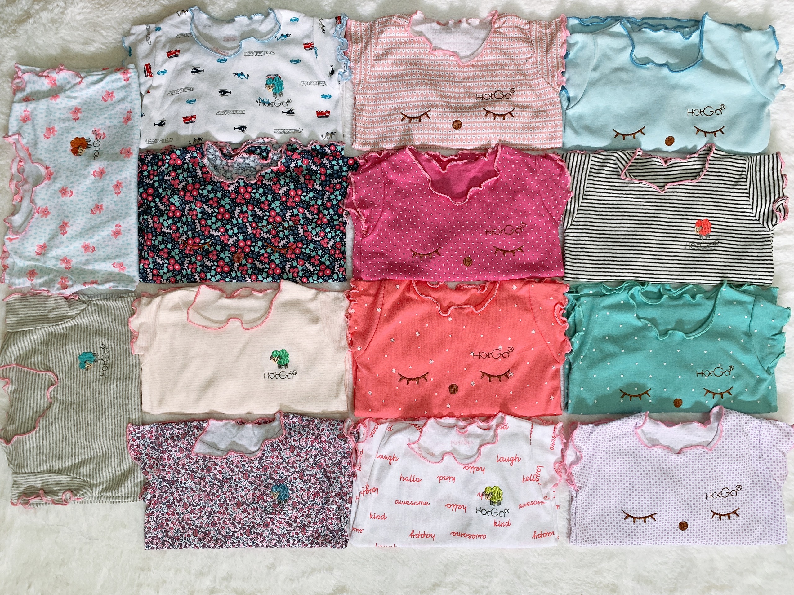(4-8kg) 1 Bộ thun mát đùi lửng bé gái, chất đẹp HotGa