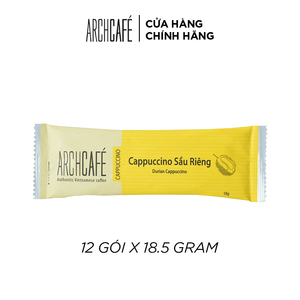 Cà phê Cappuccino Sầu Riêng - Cafe hoà tan Archcafé (hộp 12 gói x 18.5g)