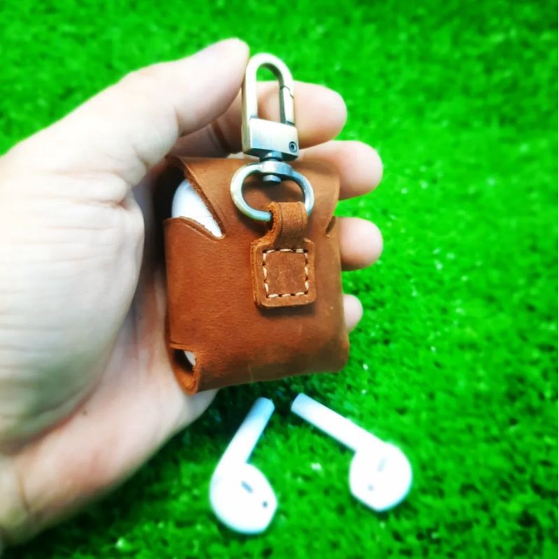 BAO DA AIRPODS 2 TỐI GIẢN (DA THẬT) Handmade