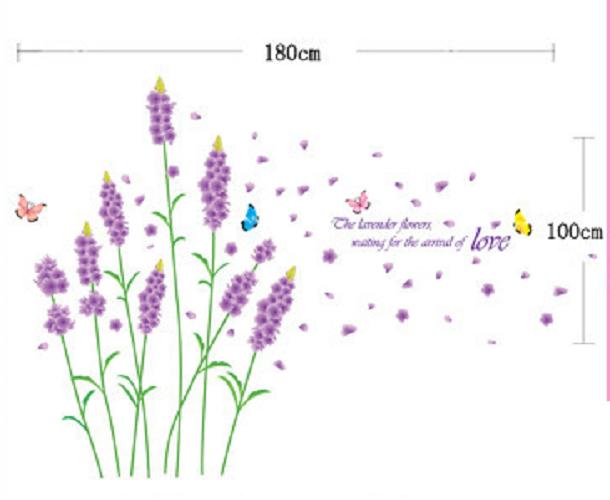 Decal dán tường mẫu hoa oải hương tím