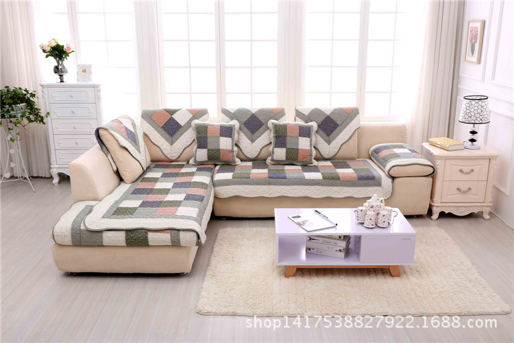 Thảm sofa 100% cotton chần bông mặt dưới có hạt chống trượt - có thể giặt tay hoặc giặt máy