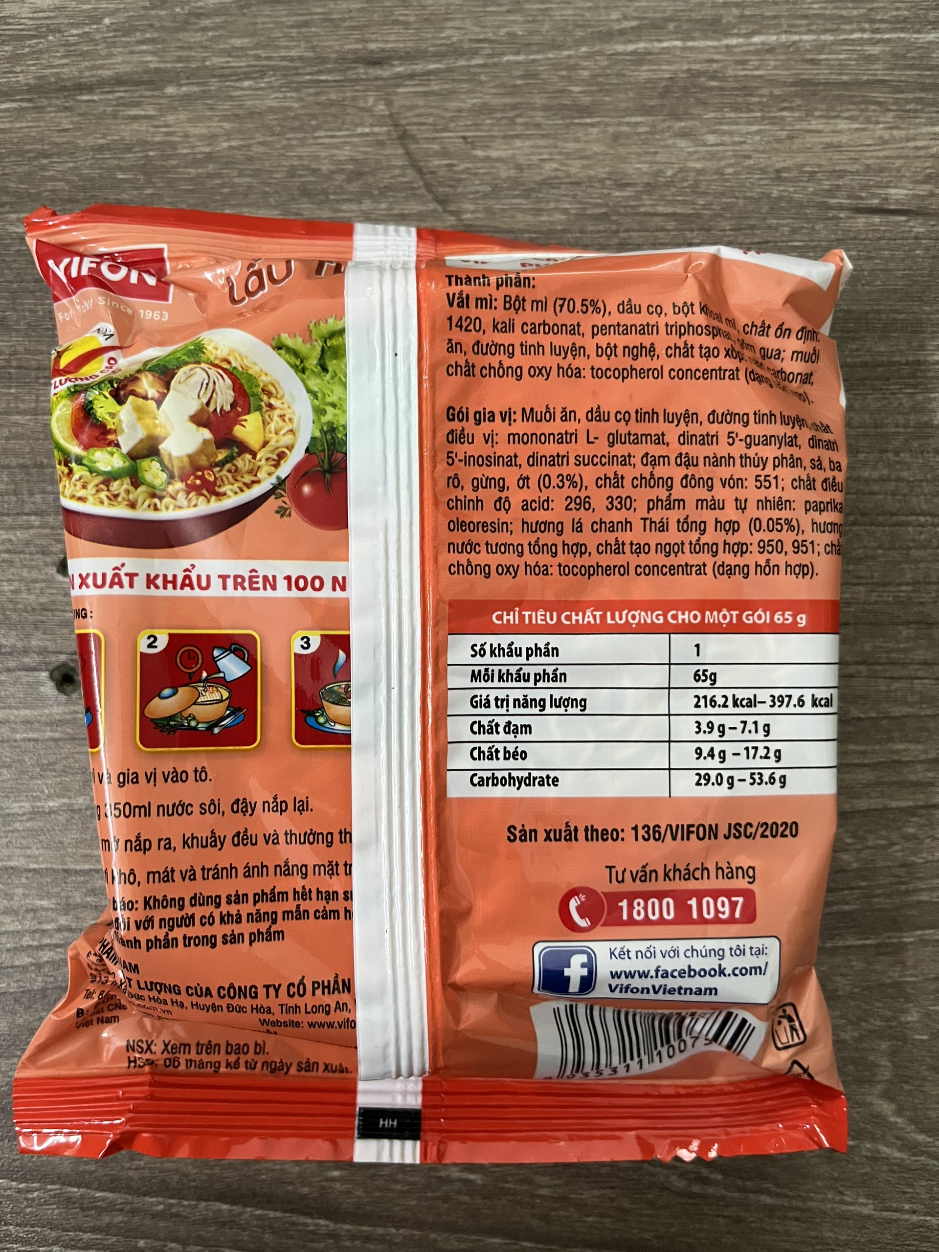 Mì chay lẩu thái Vifon 65g
