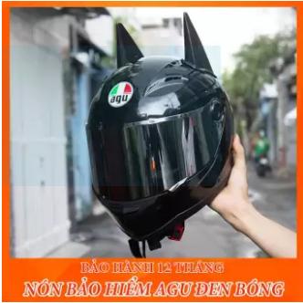 NÓN BẢO HIỂM AGU ĐEN BÓNG GẮN SỪNG BATMAN(BẢO HÀNH 12 THÁNG)