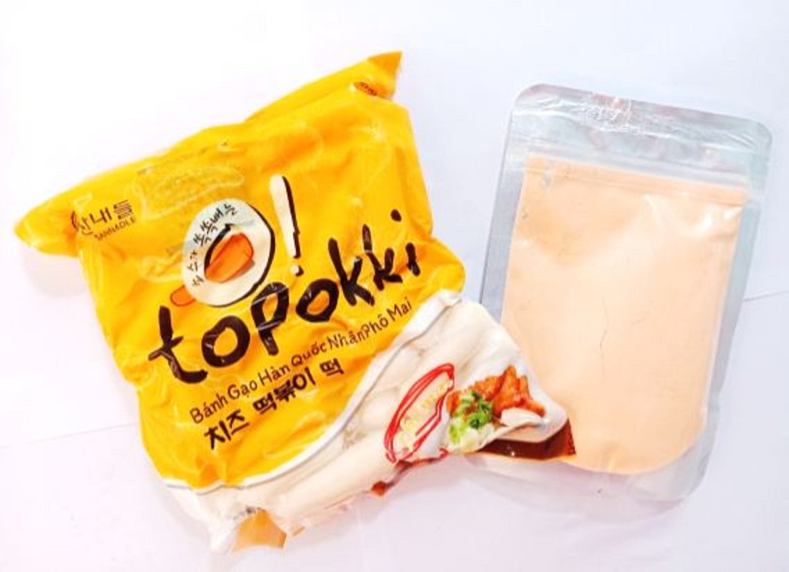 combo làm bánh gạo mì cay (bánh gạo 1kg bột phô mai sốt kim chi mì chinnoo)