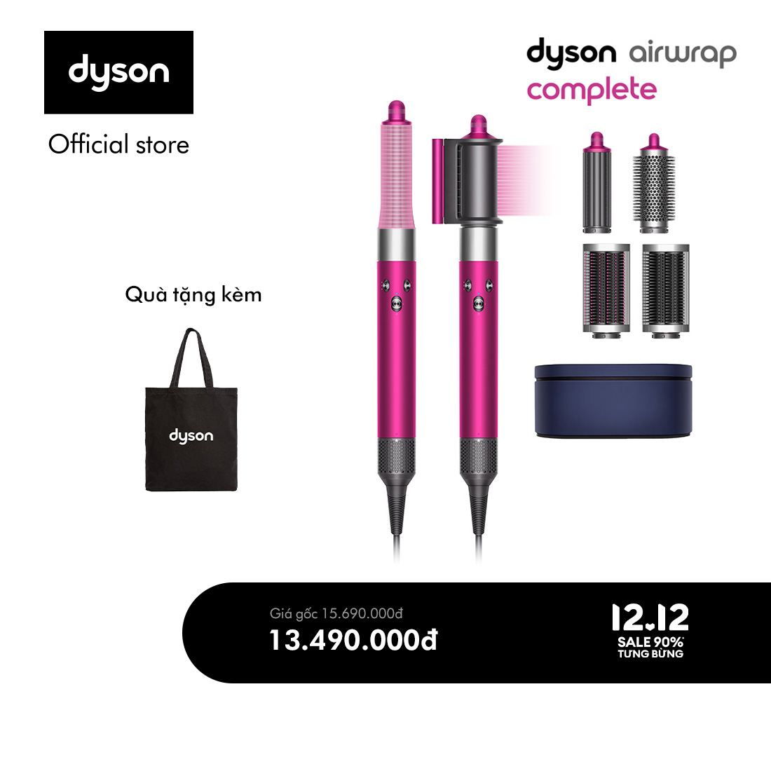 Máy tạo kiểu tóc đa năng Dyson Airwrap ™ Hair Complete (Hồng/Xám Trắng)