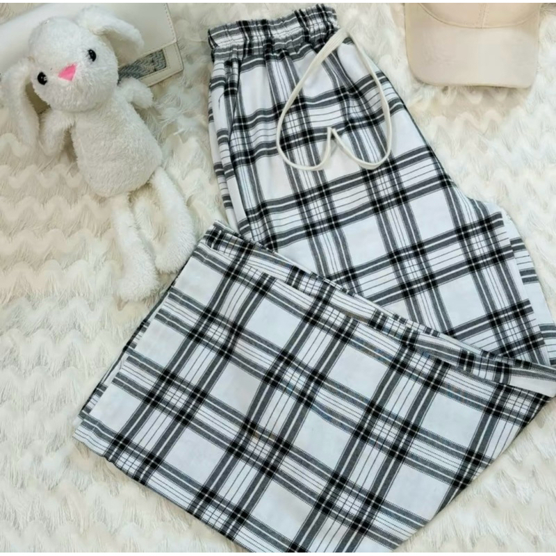 Quần Dài Suông Nữ Kẻ Caro 5 Màu Lựa Chọn T50D