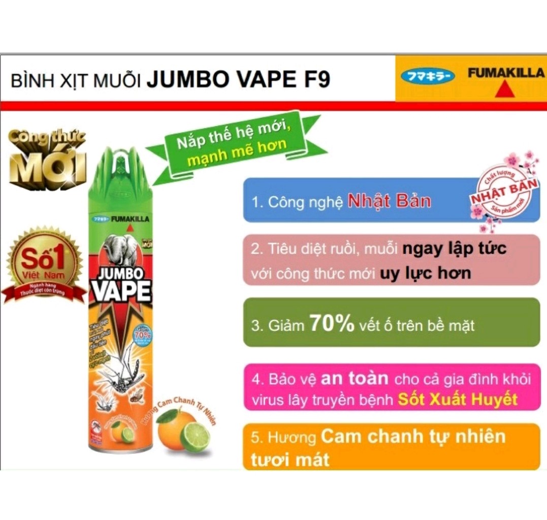 Bình xịt muỗi Jumbo hương chanh chai 600ml
