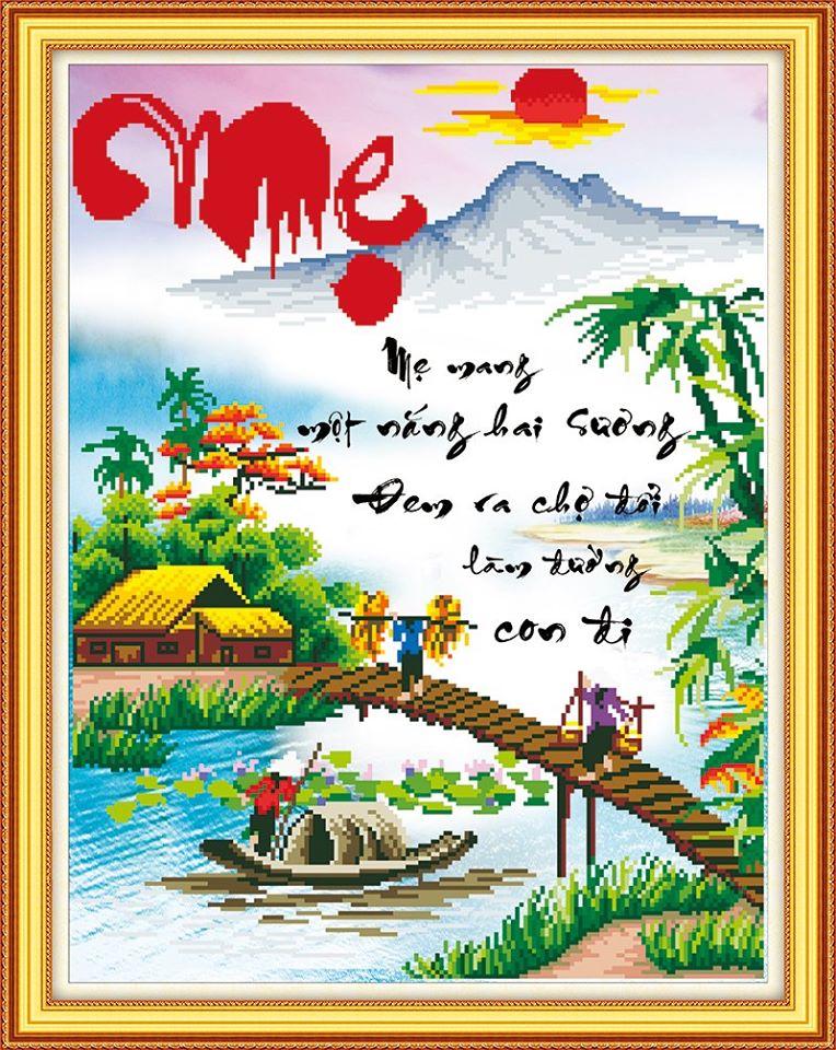 Tranh đính đá Mẹ cao cấp -KT: 70x55Cm