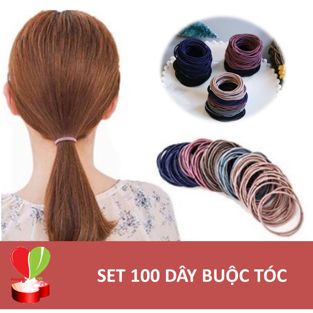Combo 100 dây chun buộc tóc trơn đủ màu