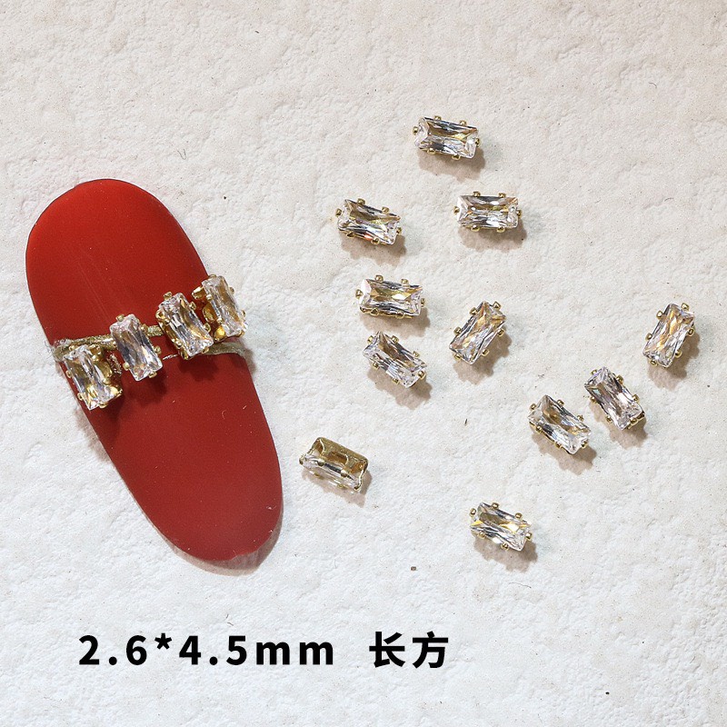 Charm kim cương kim loại đính nail, charm sắt kim cương giả, charm nhẫn kim cương trang trí móng tay giả rẻ