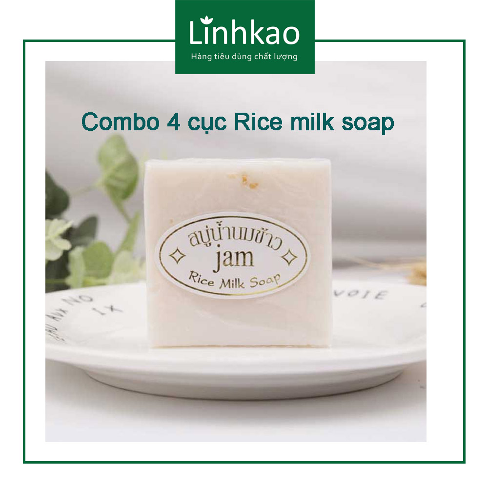 Combo 4 cục Xà phòng cám gạo Thái Lan Jam Rice Milk