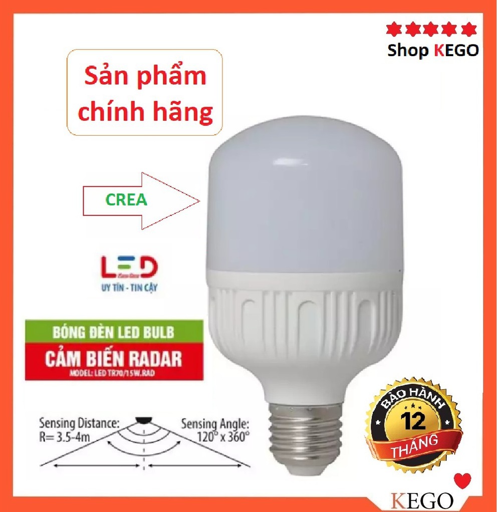 Đèn tự động thông minh [ Tích hợp đồng thời 2 cảm biến: Ánh sáng + chuyển động ] chính hãng CREALED