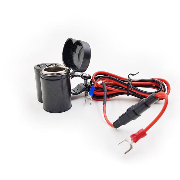 [HCM]Sạc Điện Thoại Gắn Xe Máy 2in1