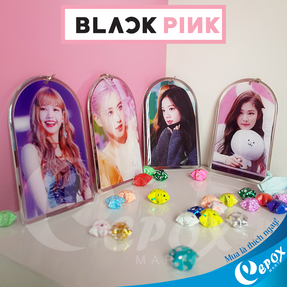Móc khóa Rose Blackpink đổ keo 8cm