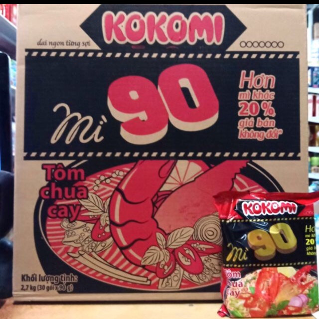 Mì Kokomi đại 90 Tôm chua cay (30 Gói X 90g)
