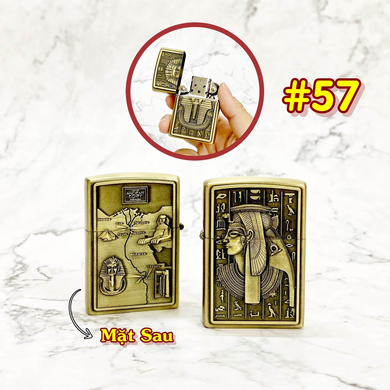 THẦN AMUN_  BÂT LỬA ZIPPO AI CẬP 2 MẶT HÌNH NỔI