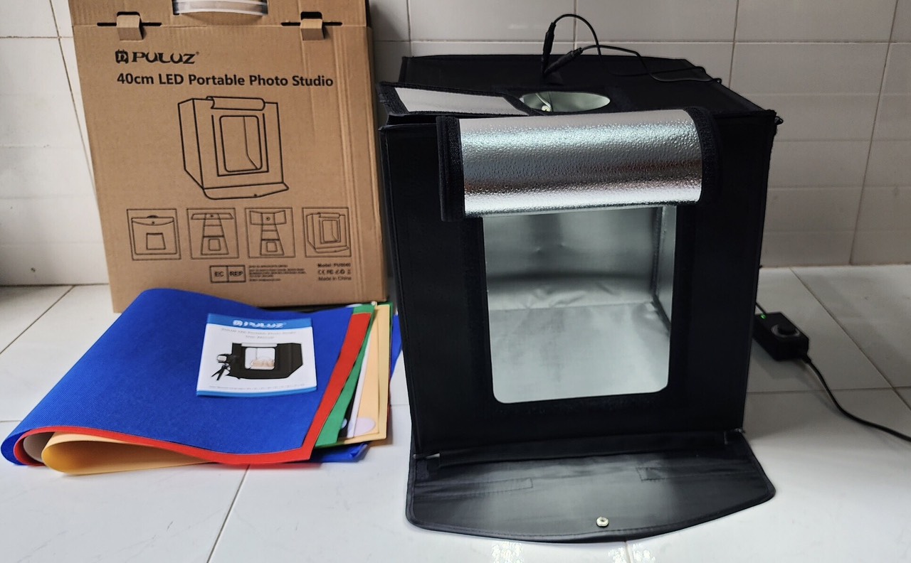 Hộp chụp hình ảnh sản phẩm puluz, 20, 30, 40, 60, 80cm - khung, phông, background, box chụp ảnh - đèn led siêu sáng - nguồn adapter ổn định - điều chỉnh đèn sáng tối - tặng nhiều phông nền