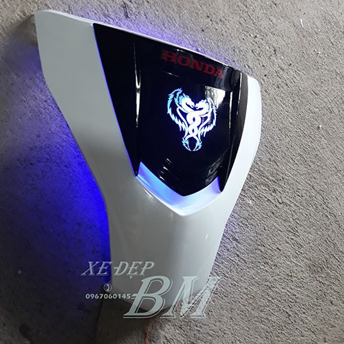 Mặt nạ 2 tầng wave 110 trắng độ led ĐẸP