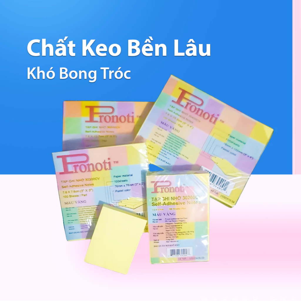 Giấy Note Vàng PRONOTI, Giấy Ghi Chú Nhiều Size, Ghi Chú Thông Tin Nhanh Chống Tiện Lợi