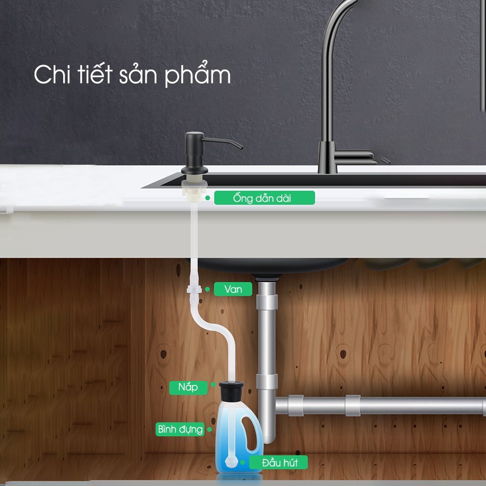 Vòi dẫn nước nước rửa chén inox 304 gắn bồn rửa bát