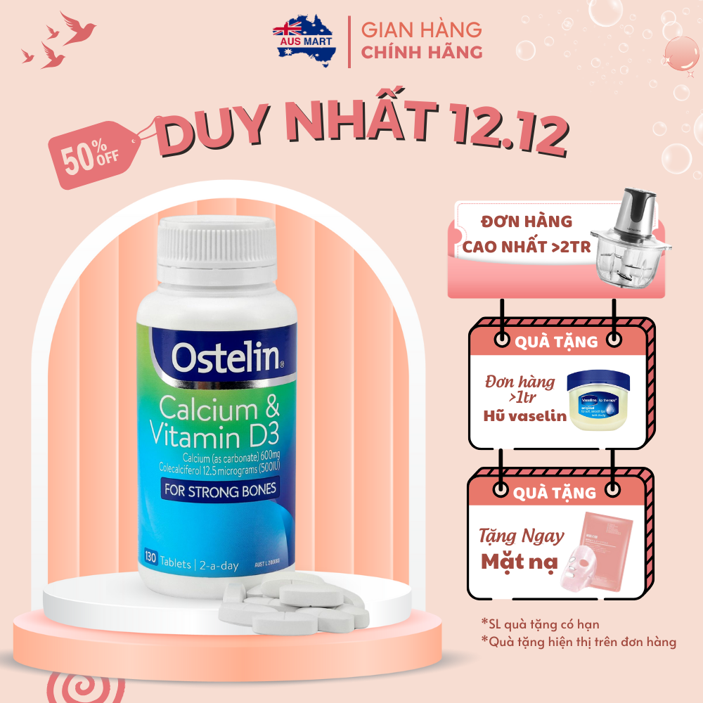 Viên uống bổ sung canxi & vitamin d3 ostelin cho mẹ bầu, úc cung cấp canxi cho mẹ và bé