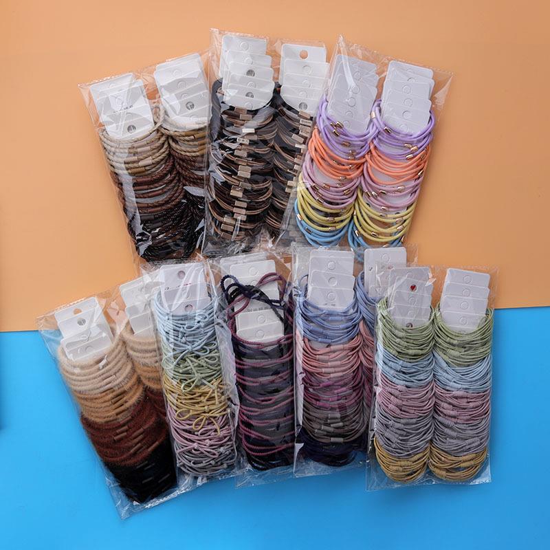 [HÀNG CÓ SẴN] Set 4 Dây Cột Tóc Cao Su Co Giãn Đính Nơ Đơn Giản Phong Cách Hàn Quốc