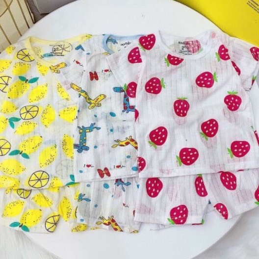 [HCM]combo 5 bộ cotton  giấy hình bé trai gái bộ đồ cotton xịn thấm hút mồ hôi điều hòa nhiệt độ cơ thể không gây hầm bí