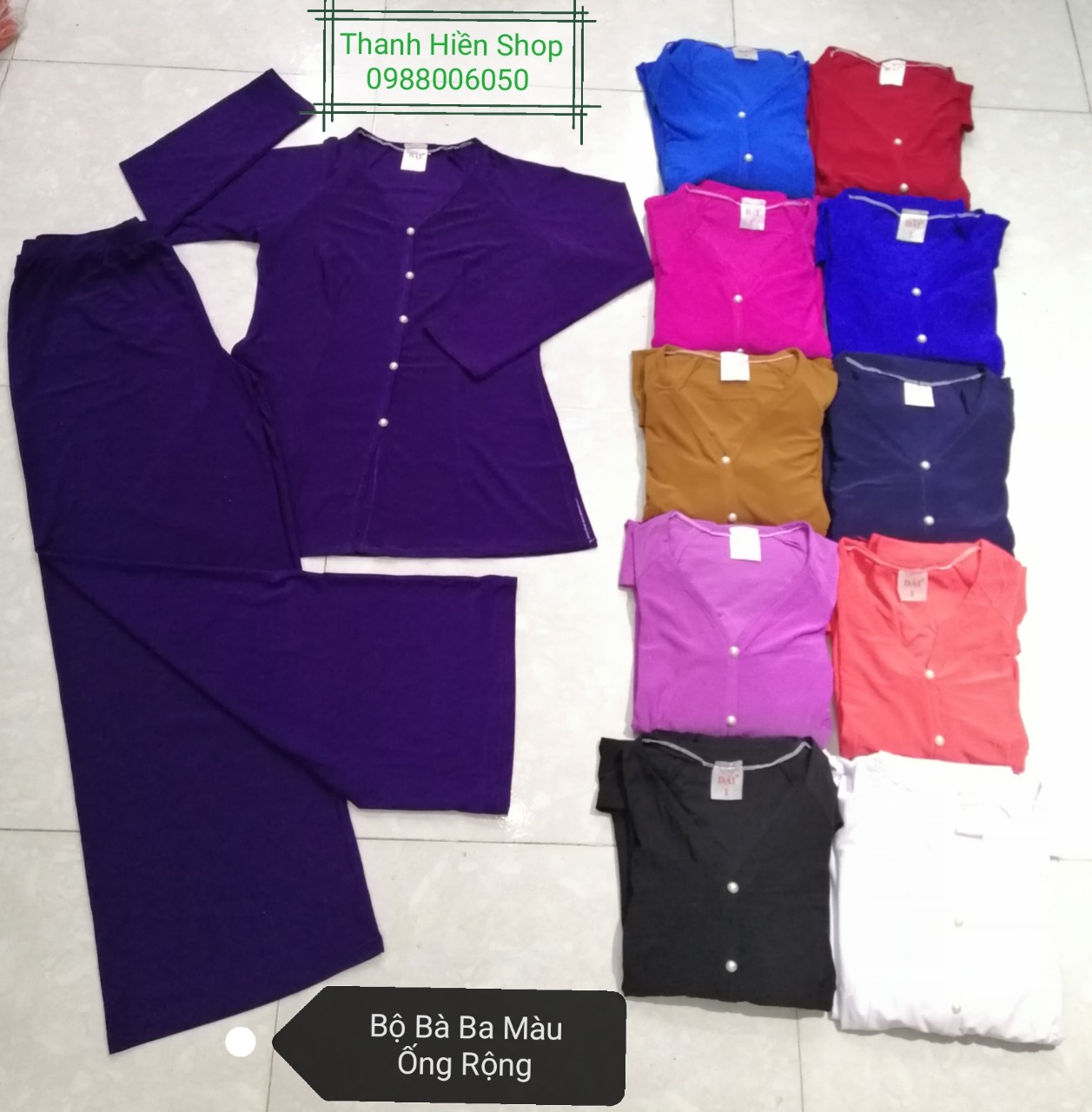 Áo Lẻ_Áo Bà Ba Bông Cổ Nữ Hoàng (Thun Lưới) -- Không Quần