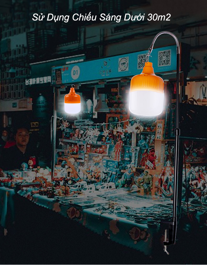 [HCM]Đèn LED Bulb Pin Sạc Tích Điện 100W