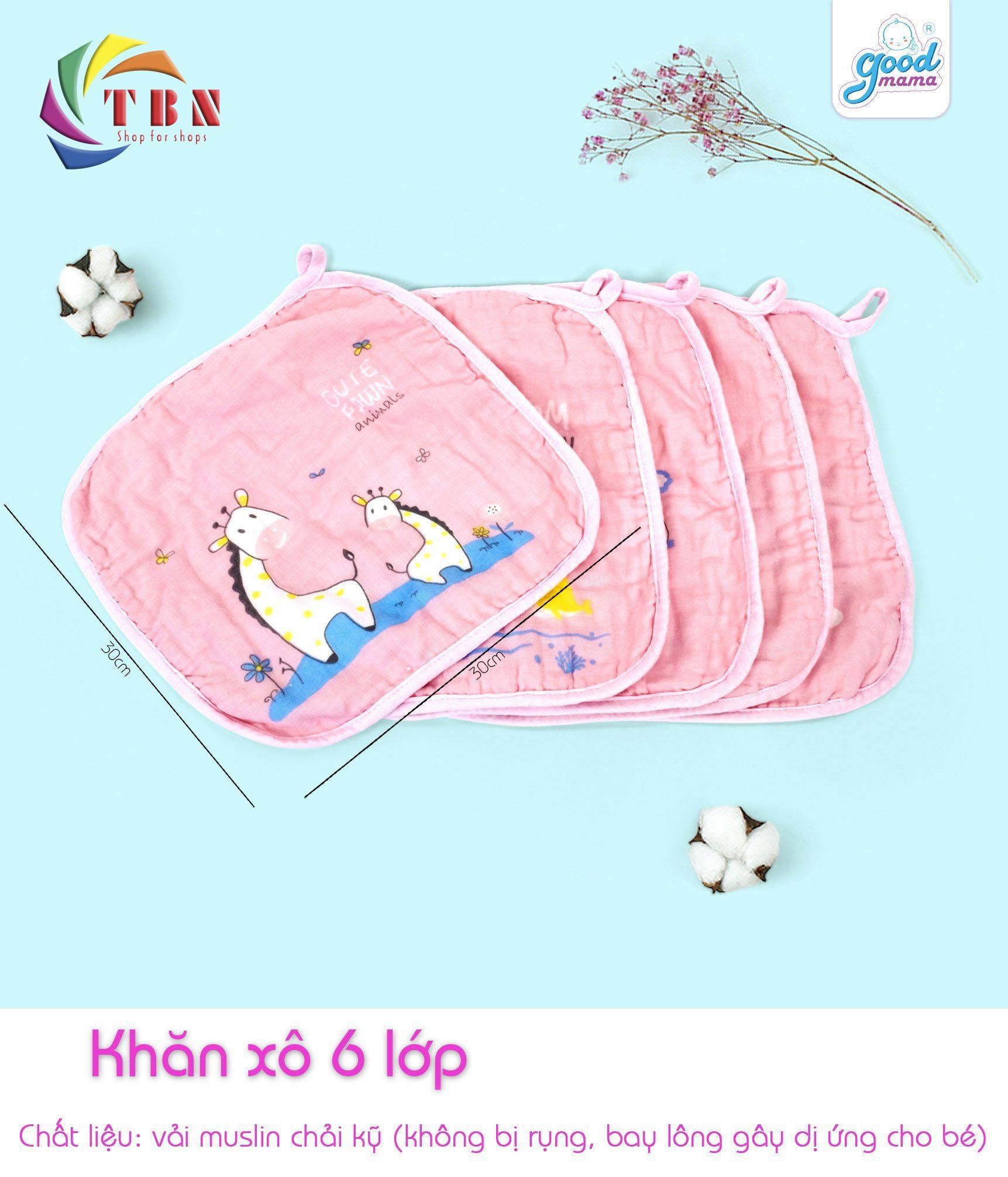 5 Khăn Sữa Goodmama 6 Lớp Muslin