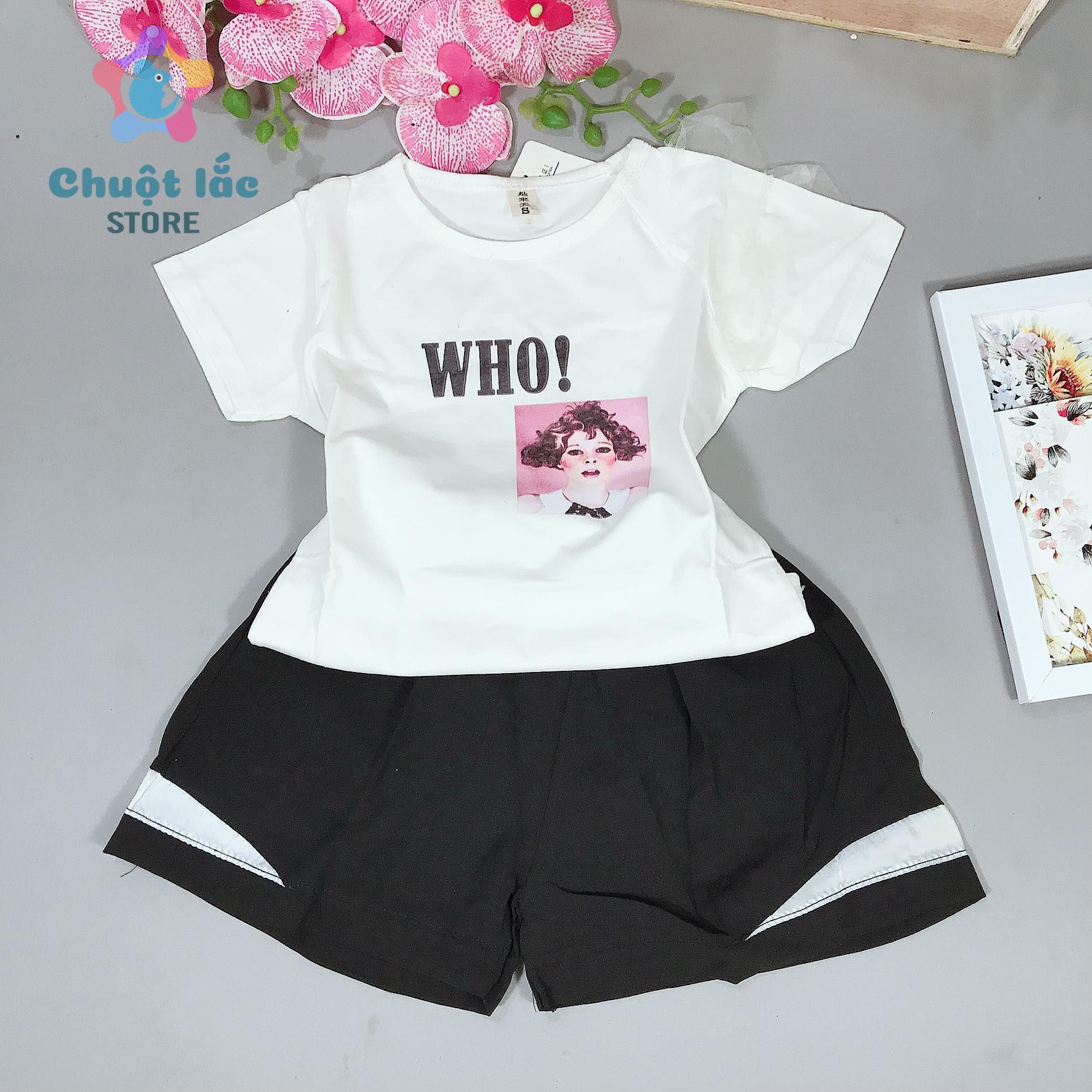 [HCM]Bộ quần áo bé gái thun cotton 4 chiều WHO! size nhỡ cho bé từ 12kg đến 25kg