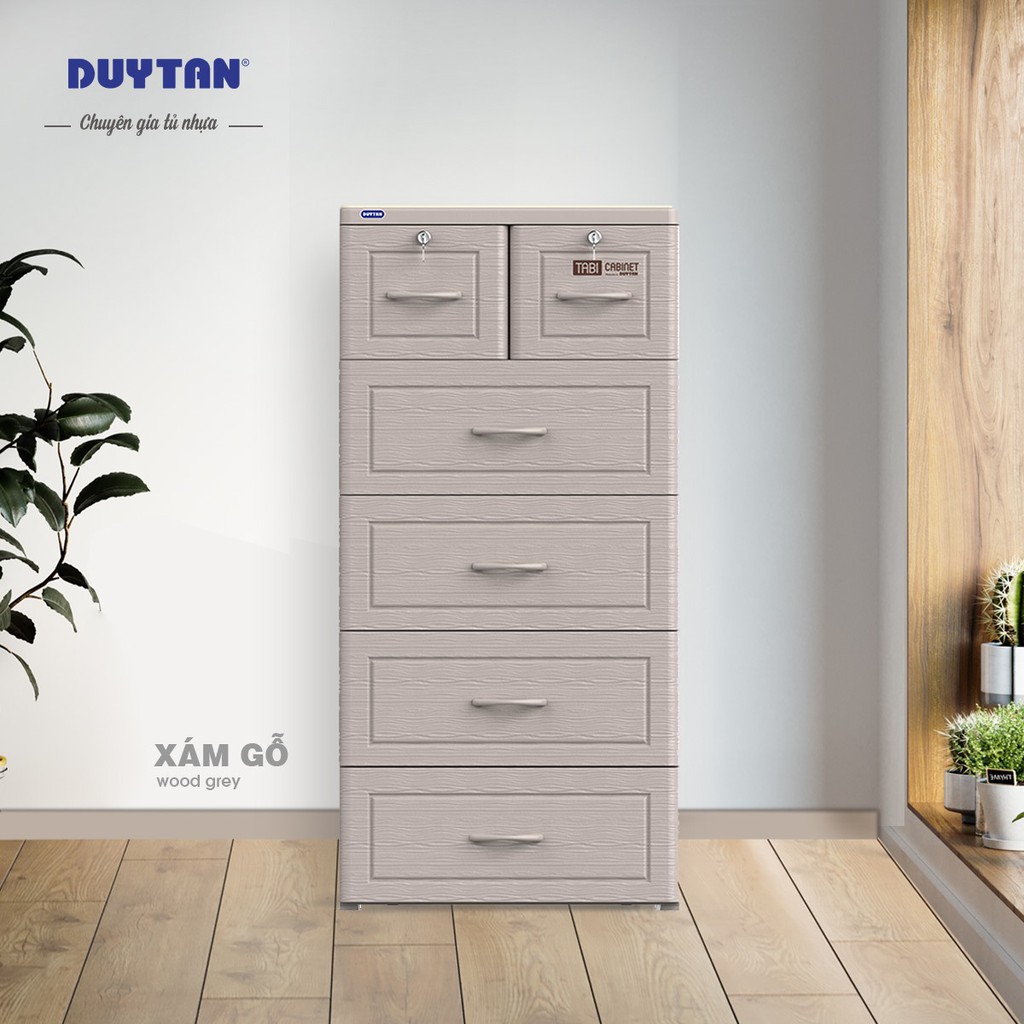Tủ Nhựa Duy Tân 5 Tầng Tabi Vân Gỗ