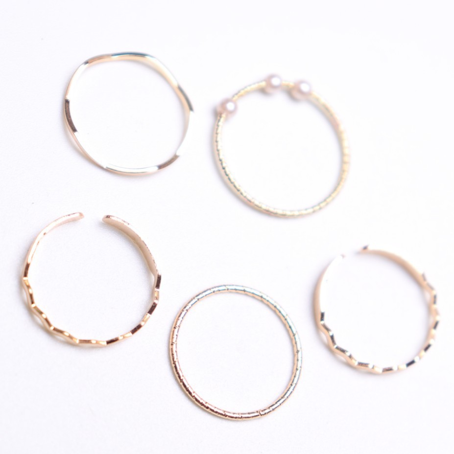 Nhẫn Hàn Quốc Hạt Ngọc 5 Chiếc