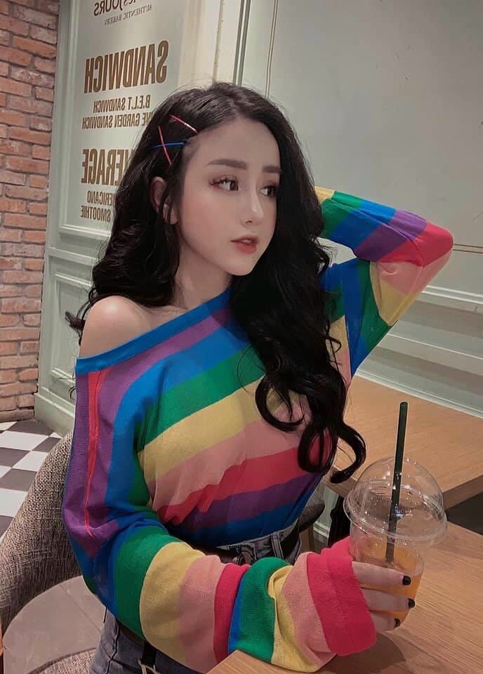 Áo len giấy cầu vồng