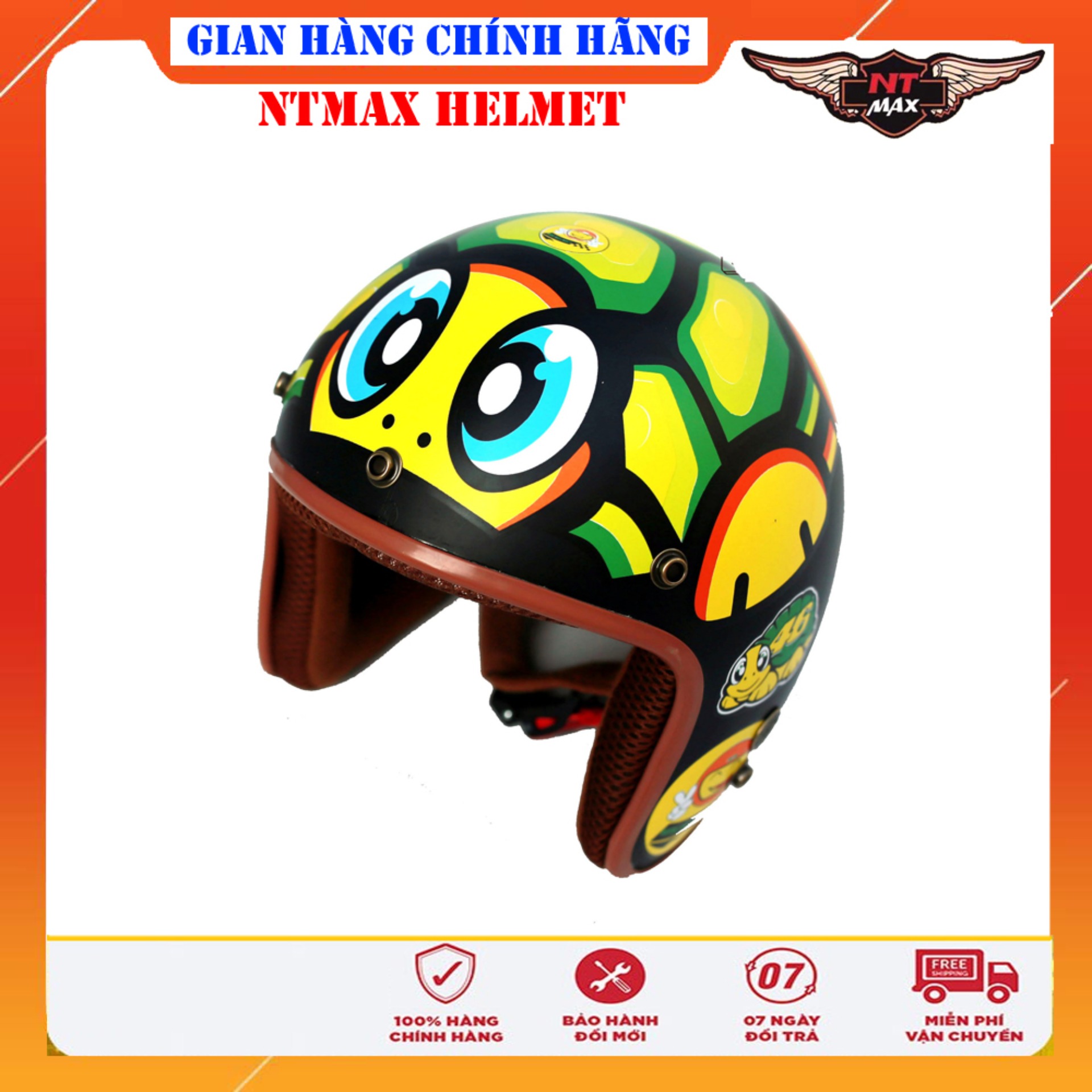 Mũ bảo hiểm NTMAX 3/4 tem rùa