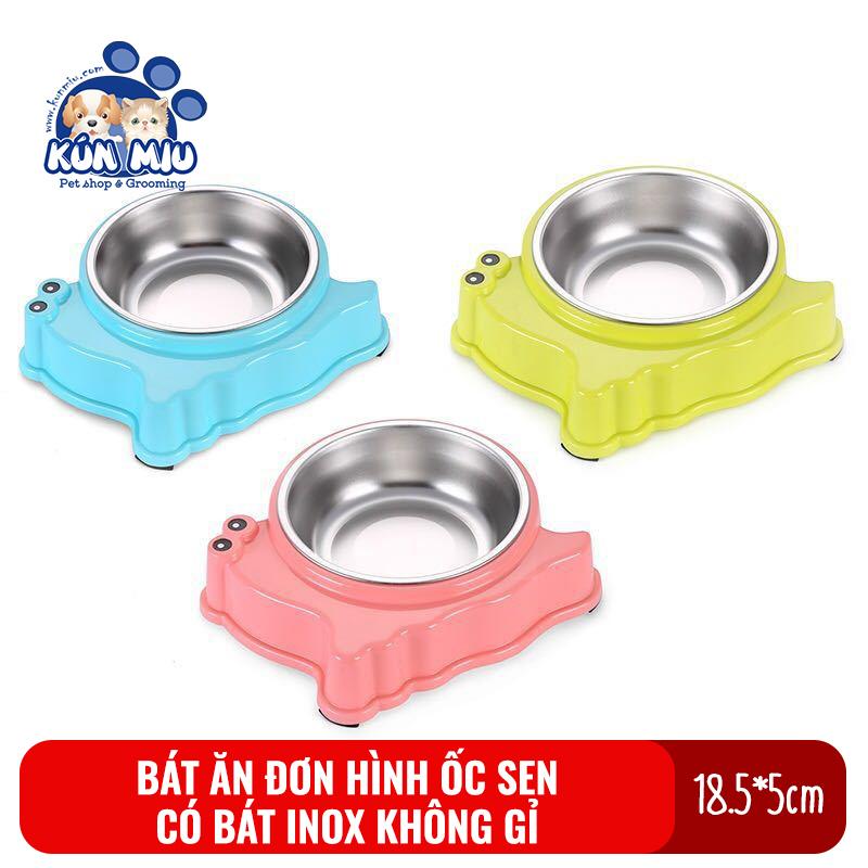 [Hoàn Tiền 10%] Bát ăn inox cho chó mèo hình con ốc sên Kún Miu chất liệu Nhựa và Inox